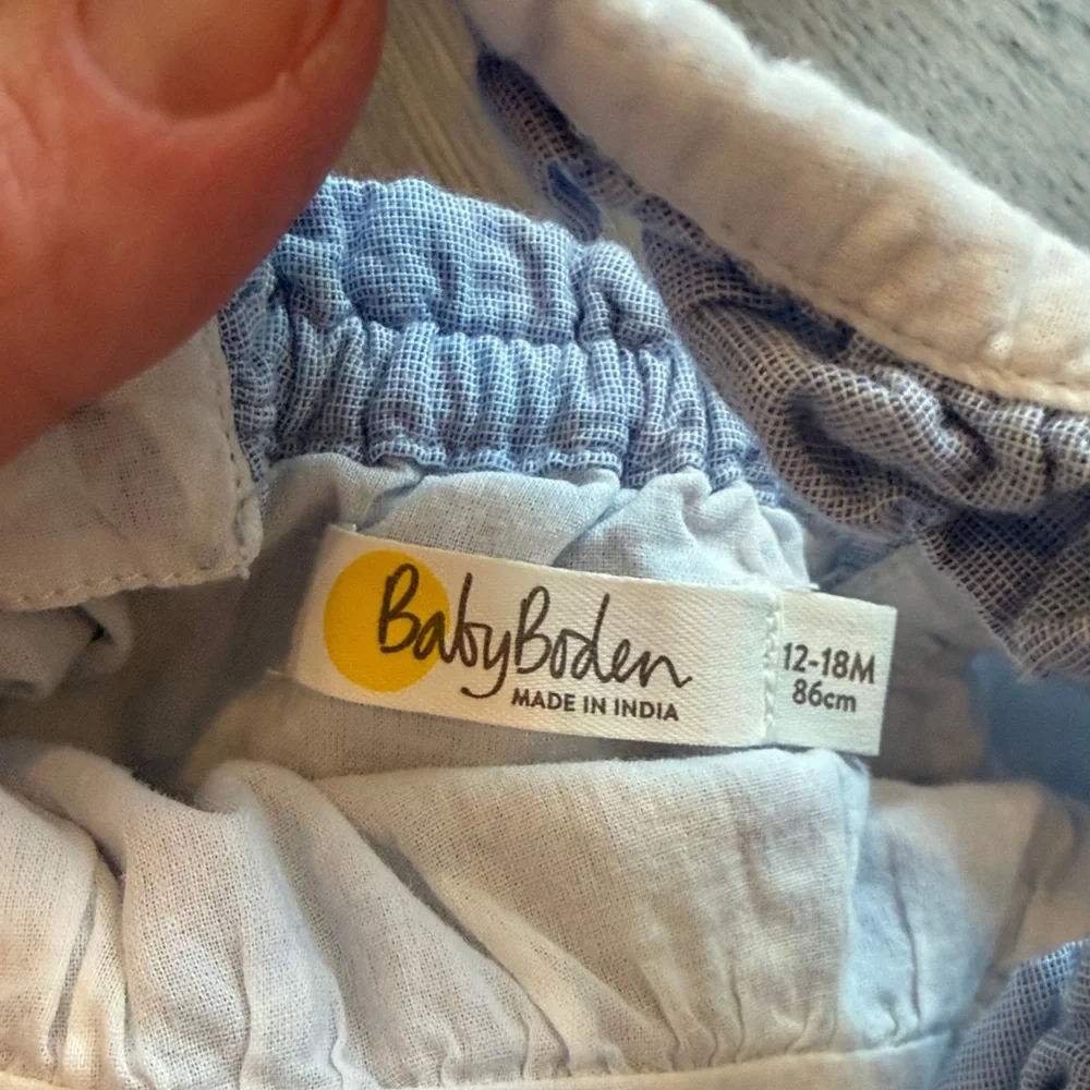 Baby Boden Blue Bunny Print Kids Romper Set Size 12-18 Months C17-015